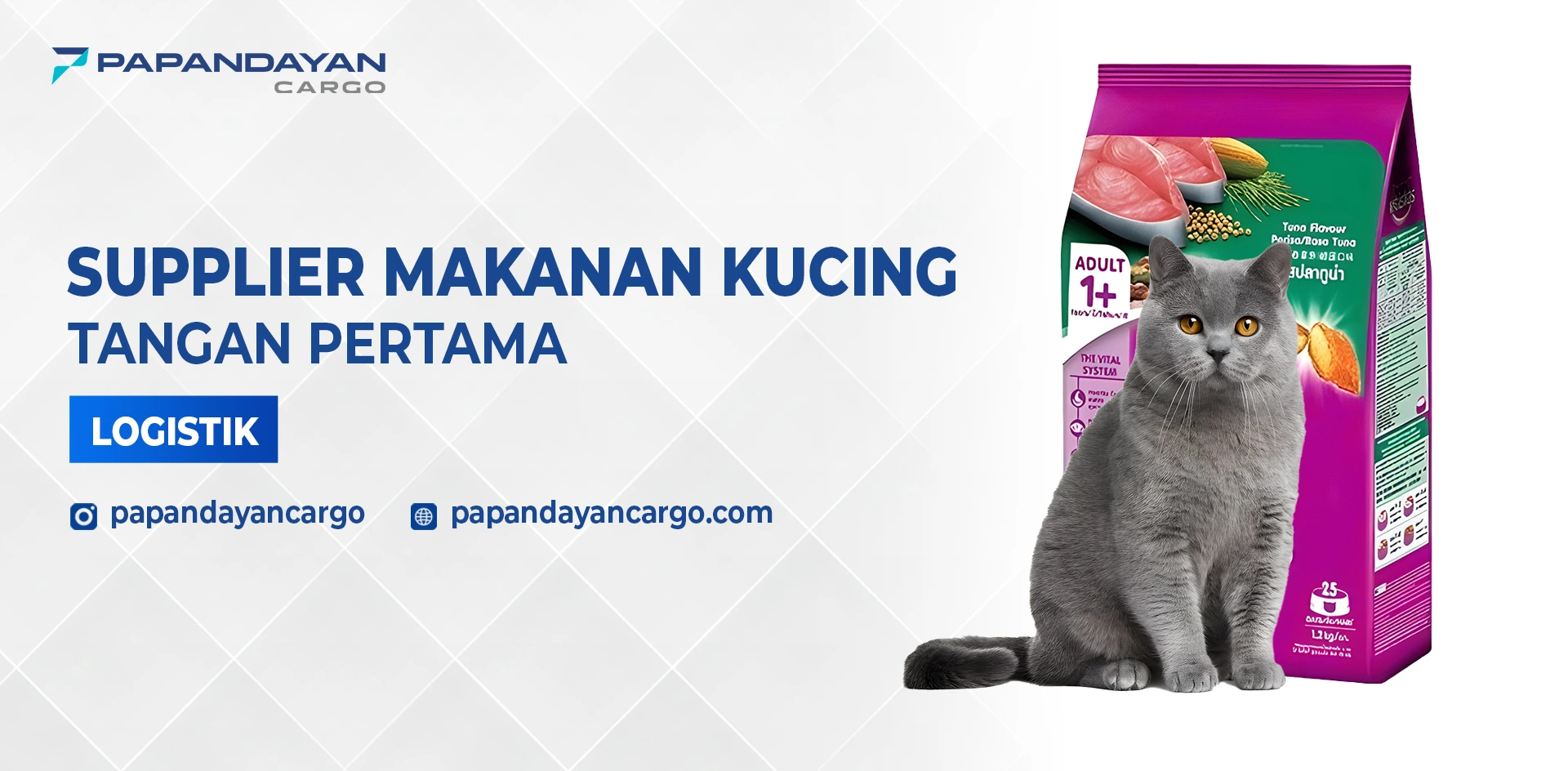 Supplier makanan kucing tangan pertama dengan distribusi logistik untuk kebutuhan bisnis pet shop.