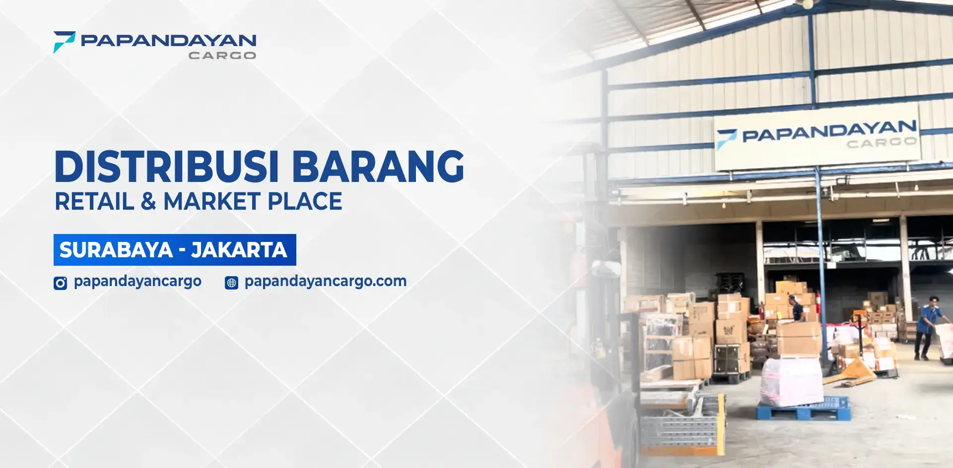 Distribusi barang retail Surabaya–Jakarta oleh Papandayan Cargo dengan proses gudang yang rapi dan aman.