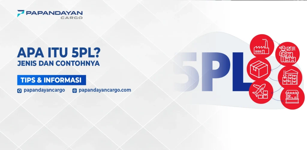 Ilustrasi apa itu 5PL yang menunjukkan integrator logistik digital yang mengelola jaringan pemasok, transportasi, dan distribusi secara terpadu.