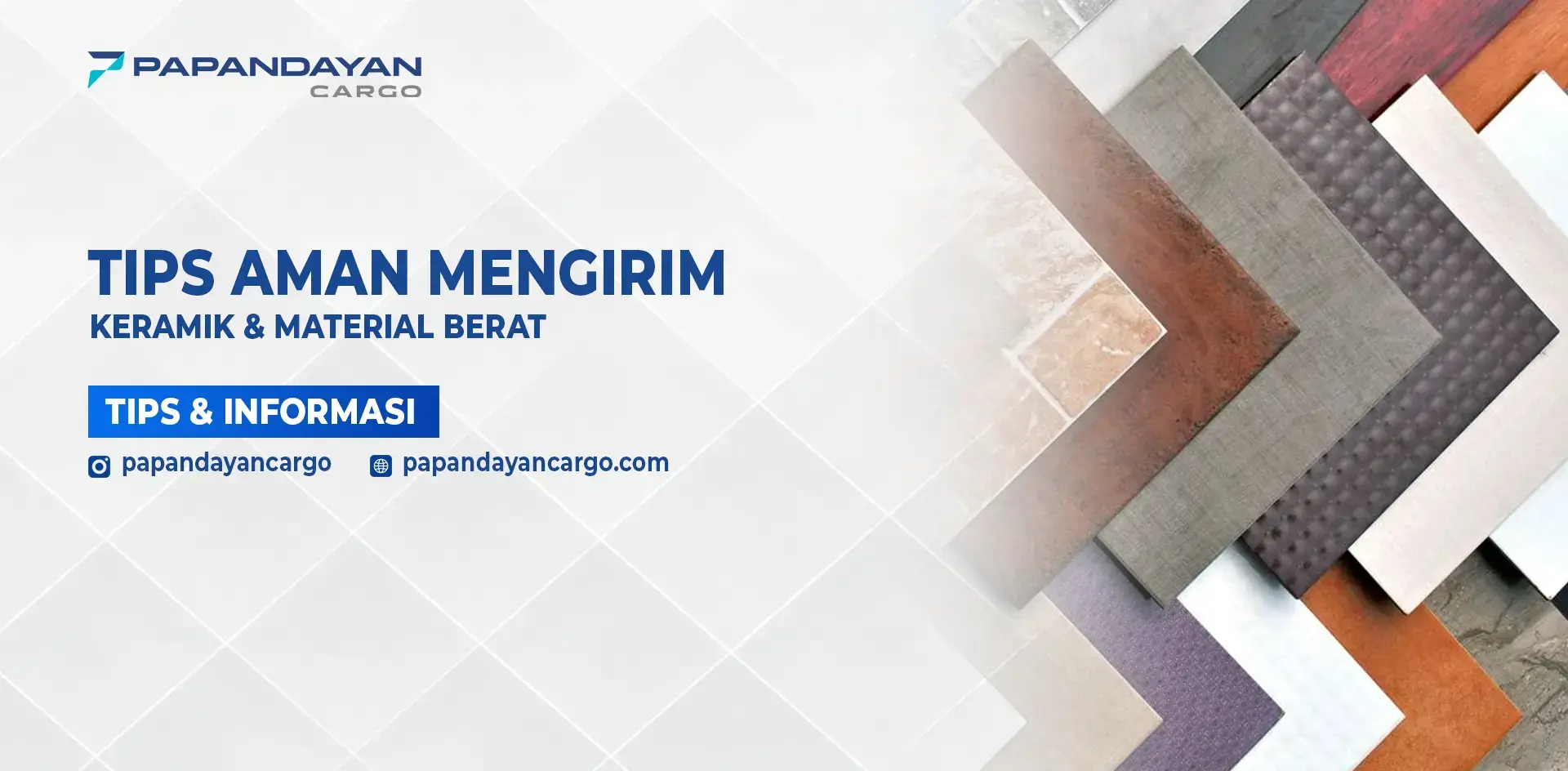 Berbagai jenis keramik dan material berat sebagai contoh barang yang butuh perlindungan khusus saat dikirim.