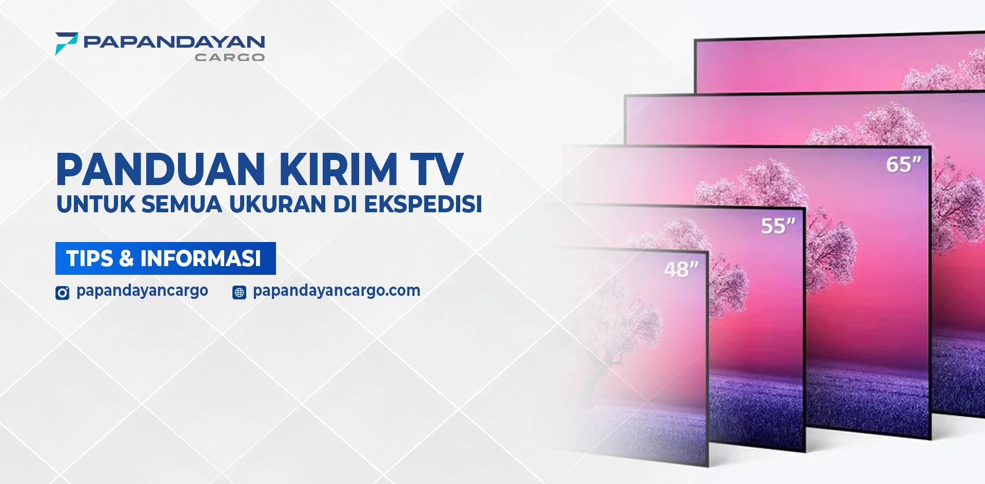 Ilustrasi beberapa ukuran TV sebagai gambaran panduan kirim TV yang aman di ekspedisi.