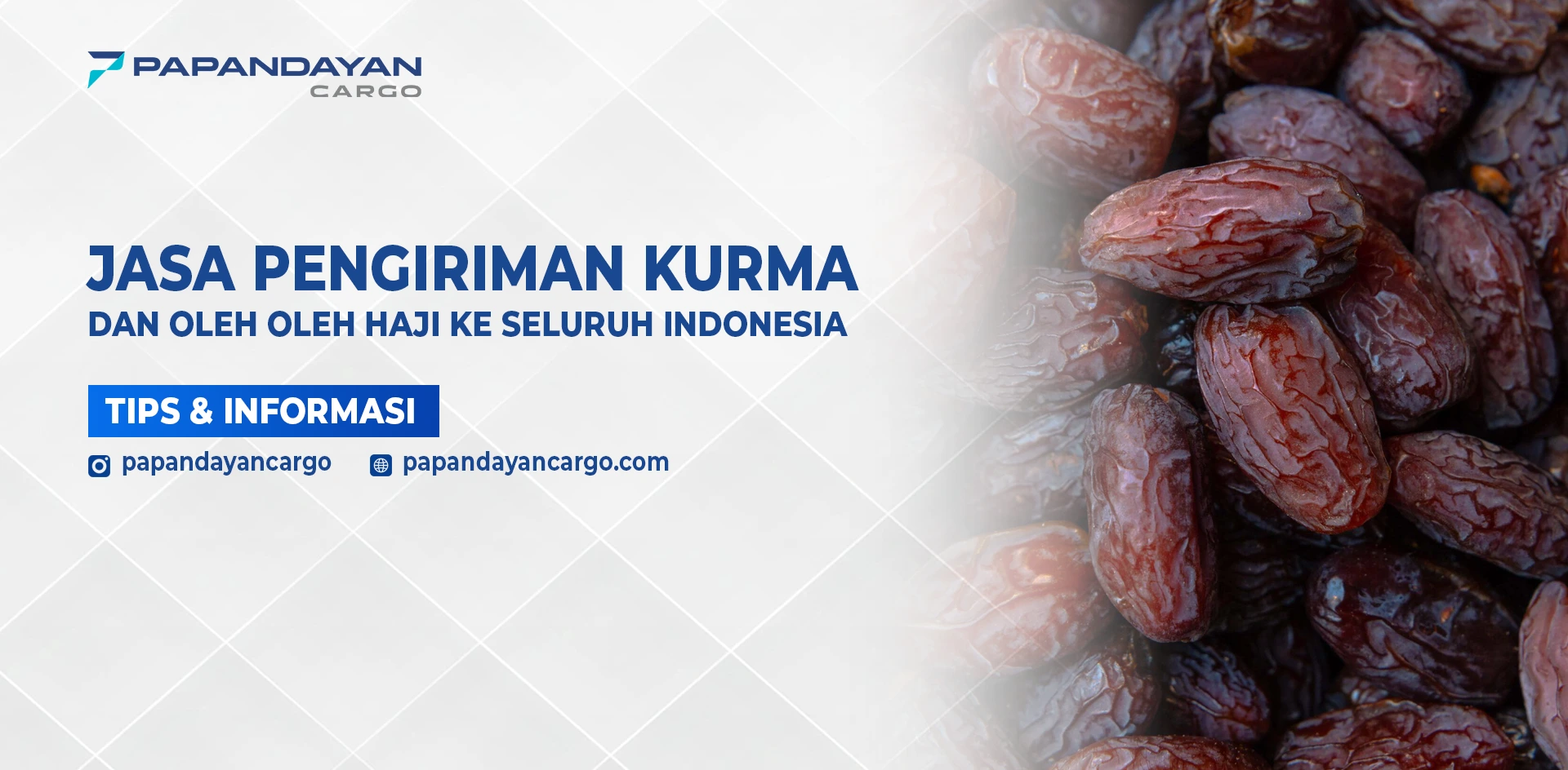 Jasa pengiriman kurma dan oleh-oleh haji dengan penanganan kargo yang tepat untuk distribusi ke seluruh Indonesia.