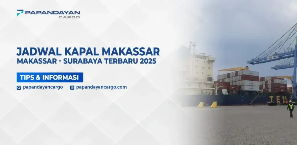 Kapal kontainer bersandar di pelabuhan untuk menggambarkan jadwal kapal Makassar Surabaya terbaru.