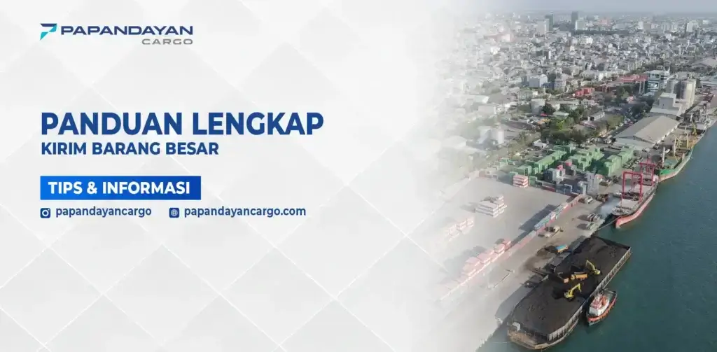 Pemandangan pelabuhan dan kontainer yang menggambarkan proses kirim barang besar melalui jalur laut.