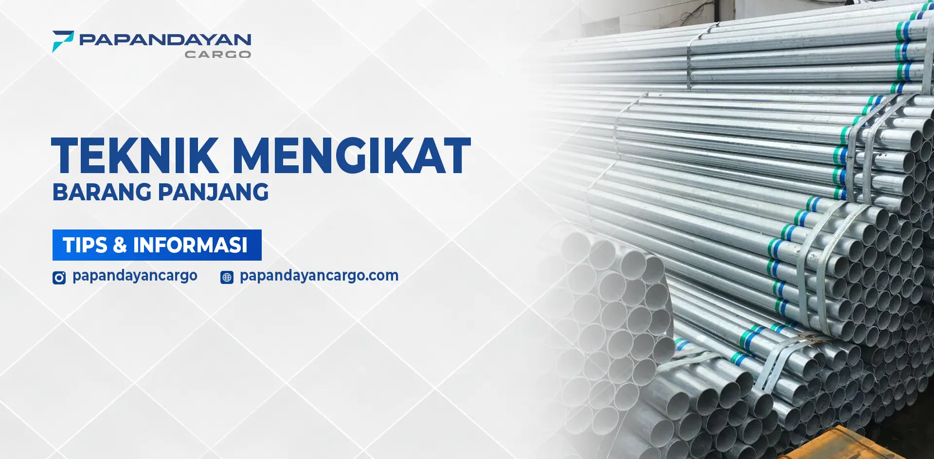 Teknik ikat barang panjang seperti pipa besi agar tetap lurus, stabil, dan aman selama proses pengiriman.