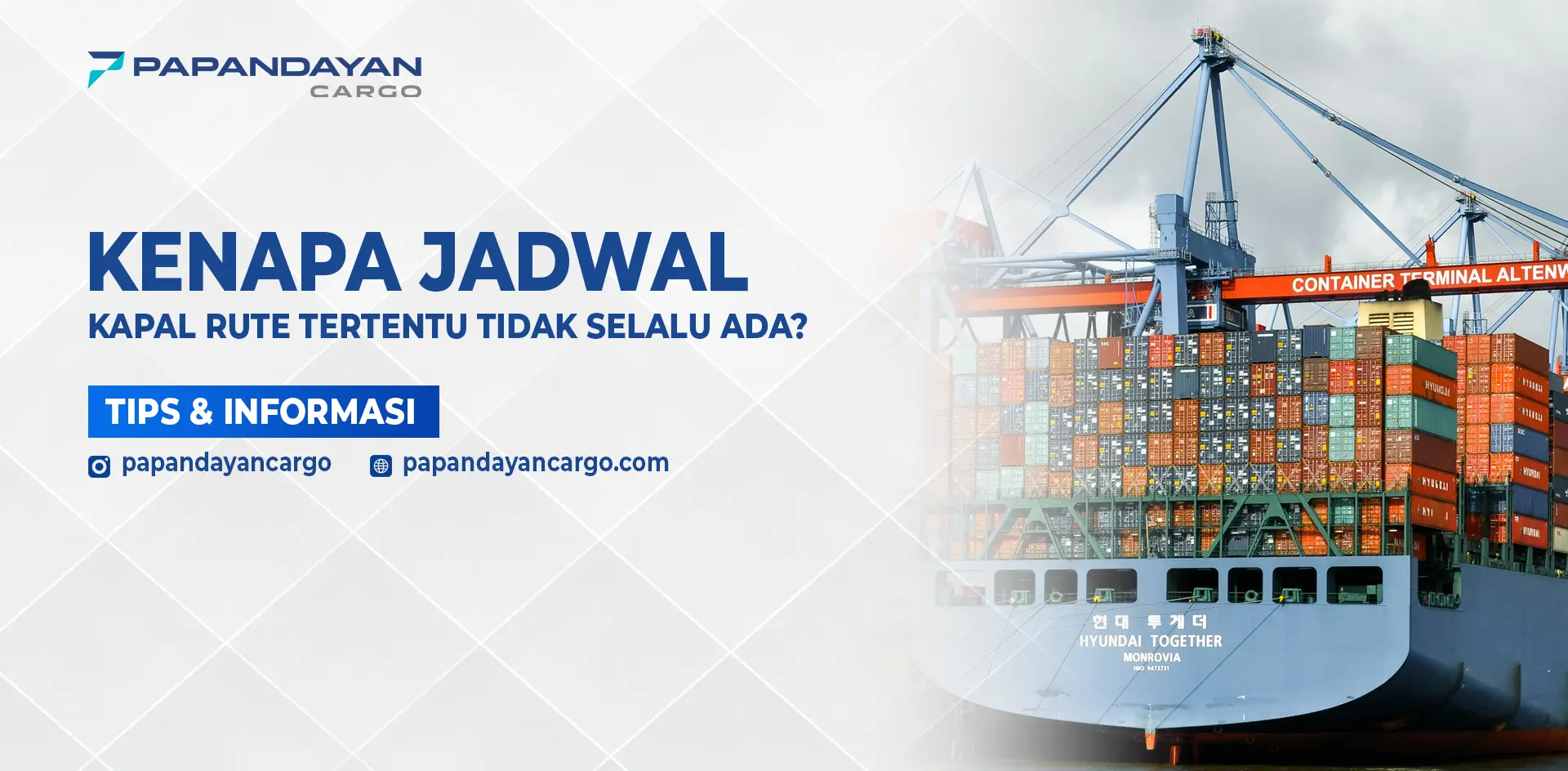 Kapal kontainer sandar di pelabuhan sebagai ilustrasi jadwal kapal rute tertentu tidak selalu ada dalam sistem pengiriman laut.