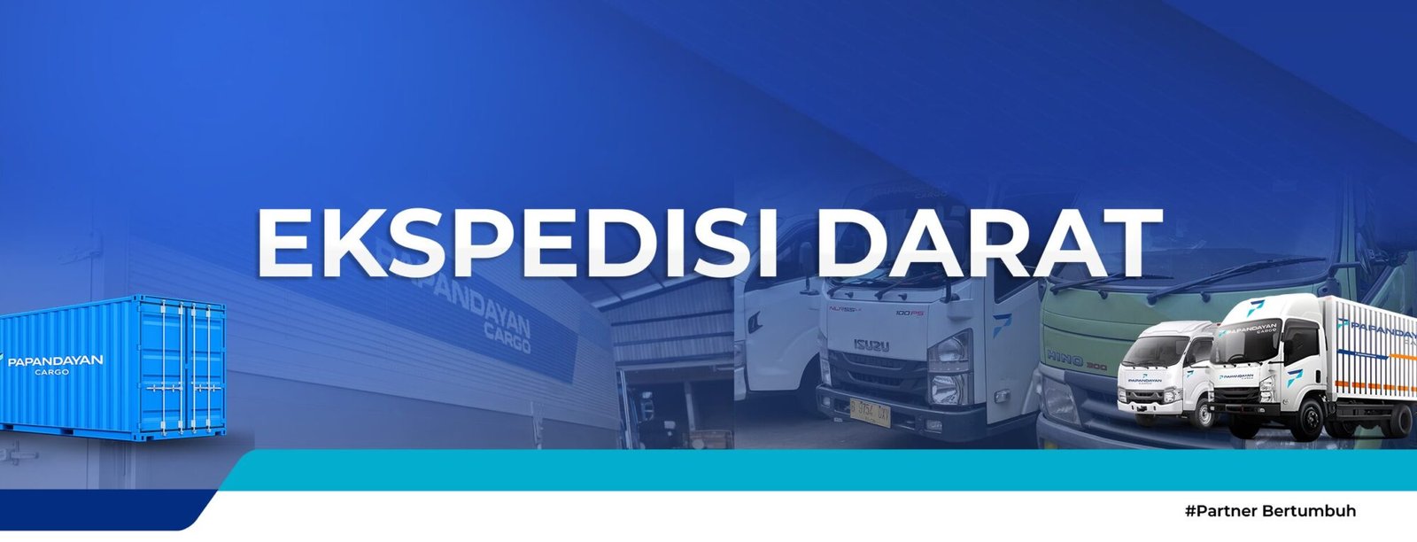 Ilustrasi armada truk untuk ekspedisi cargo darat papandayan cargo dalam mendukung pengiriman barang antar kota.