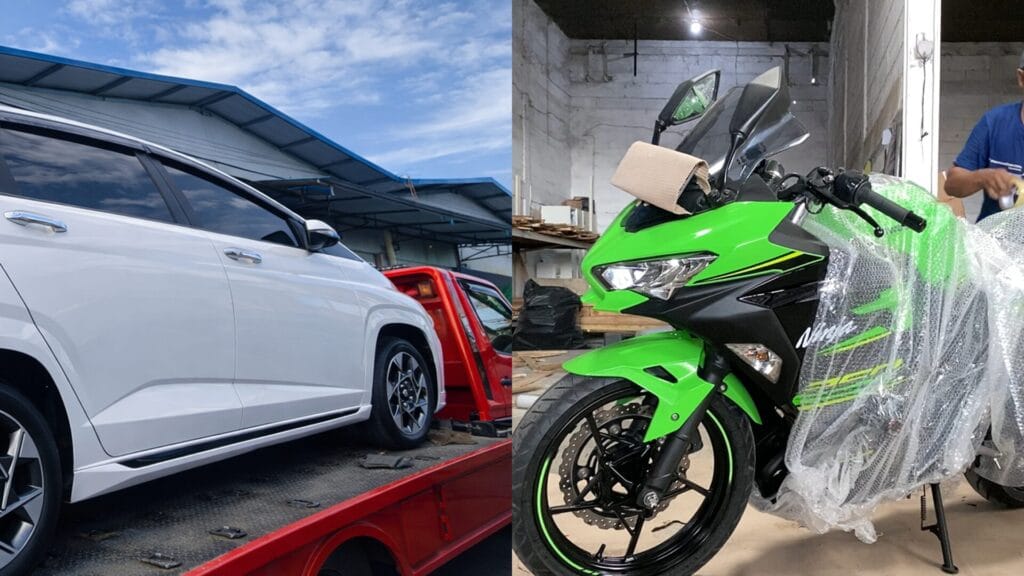 Mobil dan motor dalam proses pengiriman menggunakan layanan kirim kendaraan papandayan cargo dengan standar pengamanan khusus.