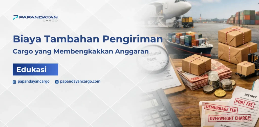 Biaya tambahan cargo seperti demurrage fee, port fee, dan overweight charge dalam pengiriman barang.