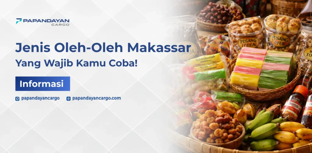 Oleh-oleh Makassar adalah aneka makanan khas seperti pisang epe, kue tradisional, dan camilan lokal favorit dari Makassar.
