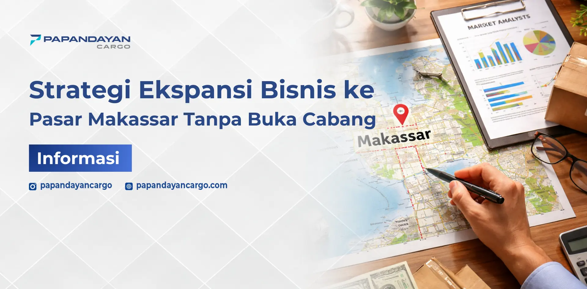 Peluang bisnis Makassar ditunjukkan melalui analisis pasar dan peta ekspansi wilayah.