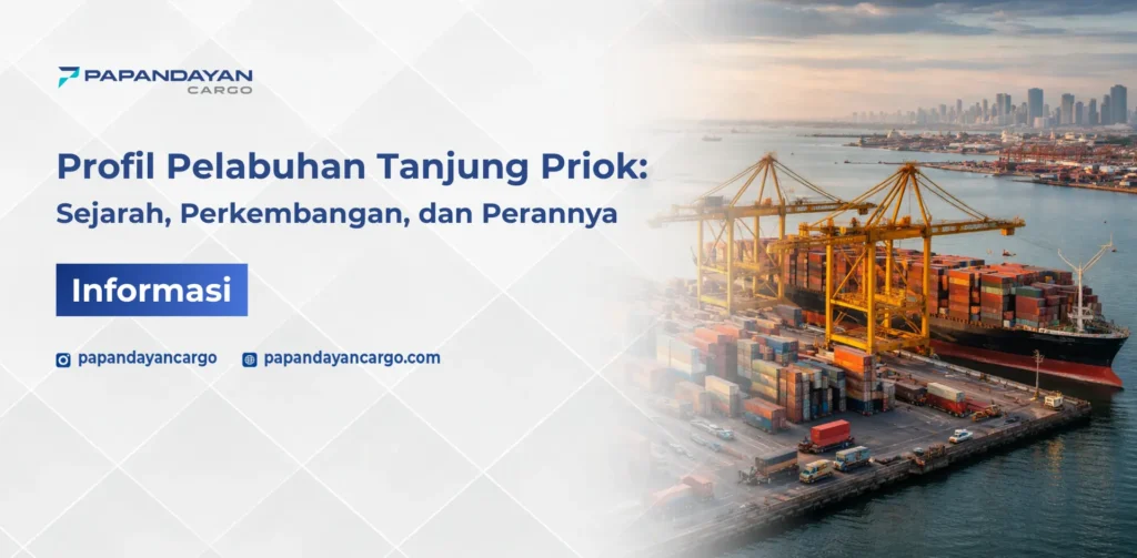 Aktivitas bongkar muat kontainer di Pelabuhan Tanjung Priok dengan kapal kargo dan crane pelabuhan