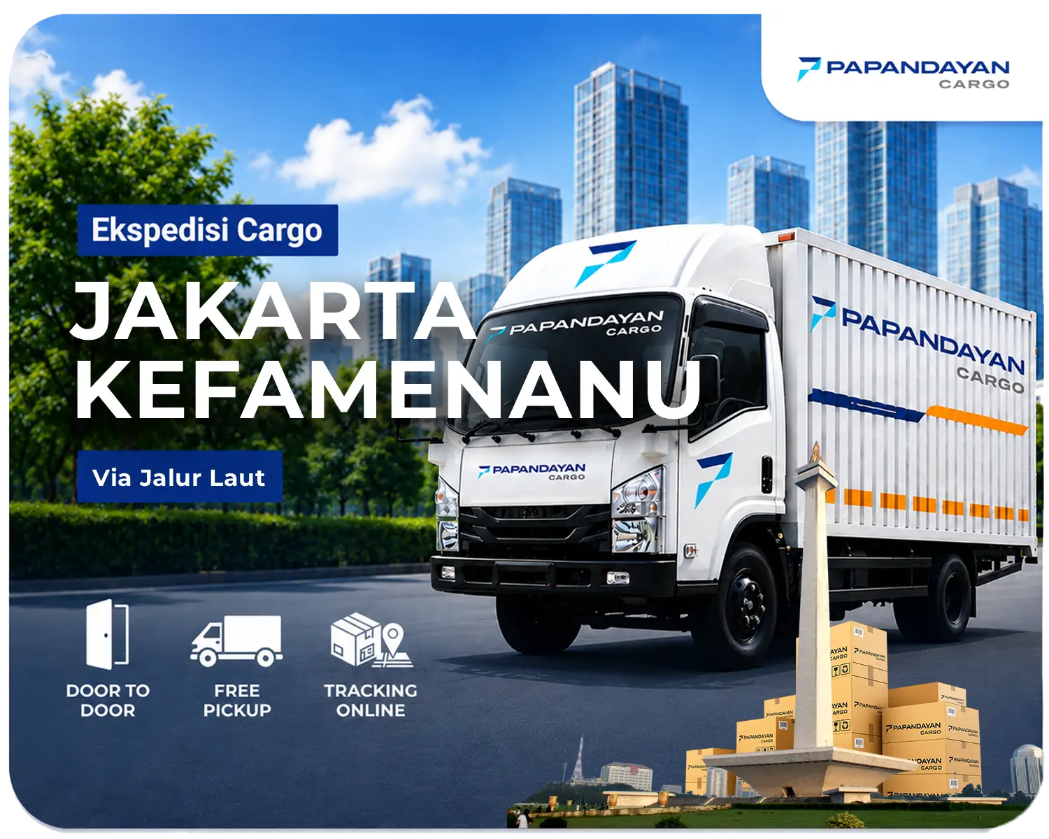 Ekspedisi Jakarta Kefamenanu via laut mengangkut barang cargo, kiriman banyak koli, serta kebutuhan distribusi antarpulau dengan penataan muatan yang teratur.