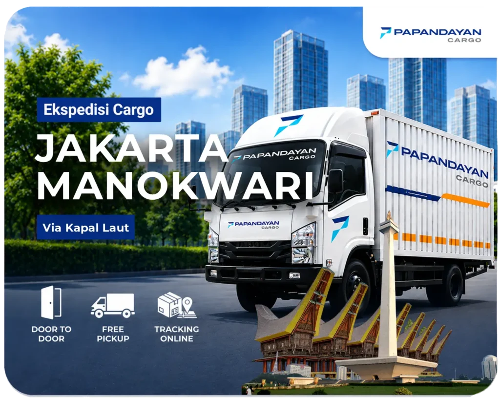 Ekspedisi Jakarta Manokwari via laut melayani barang cargo, kiriman banyak koli, serta kebutuhan distribusi antarpulau dengan penanganan muatan yang teratur.