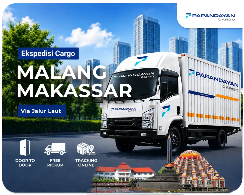 Ekspedisi Malang Makassar via laut mengangkut barang cargo, kiriman banyak koli, dan kebutuhan distribusi antarpulau dengan pengelolaan muatan yang rapi.