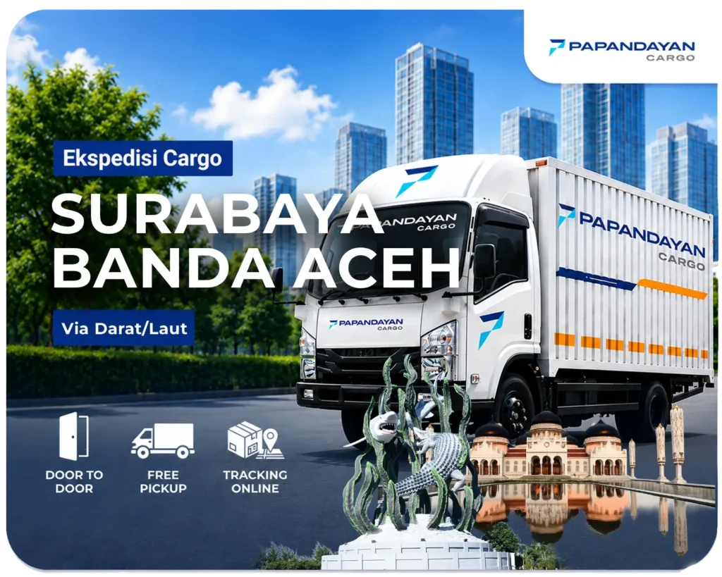 Ekspedisi Surabaya Banda Aceh via darat dan laut untuk pengiriman barang dagang, material usaha, serta kebutuhan pasokan lintas pulau.