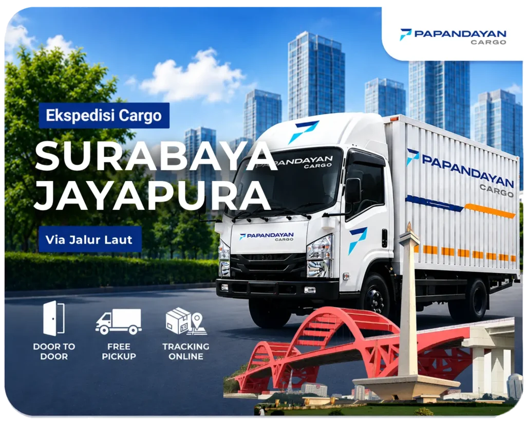 Ekspedisi Surabaya Jayapura via laut mengangkut barang cargo, kiriman multi-koli, dan kebutuhan distribusi antarpulau menuju Papua secara terencana.