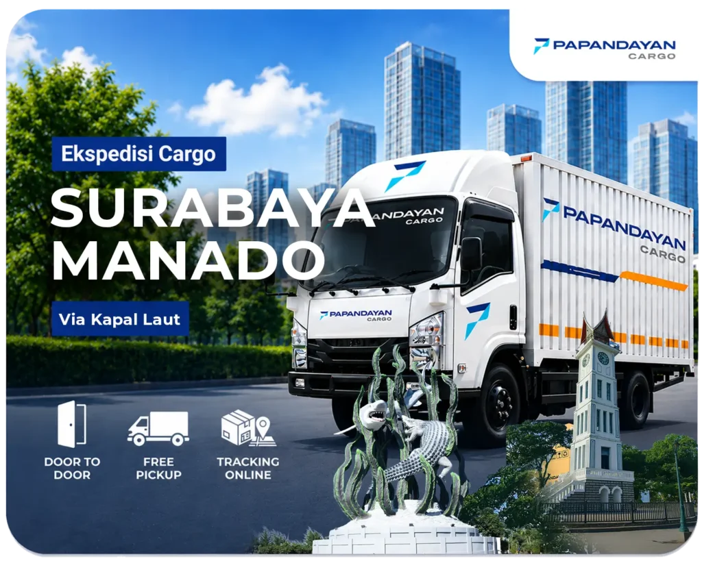 Ekspedisi Surabaya Manado untuk pengiriman barang bisnis antarpulau dengan layanan cargo profesional, proses aman, dan alur pengiriman yang terpantau.