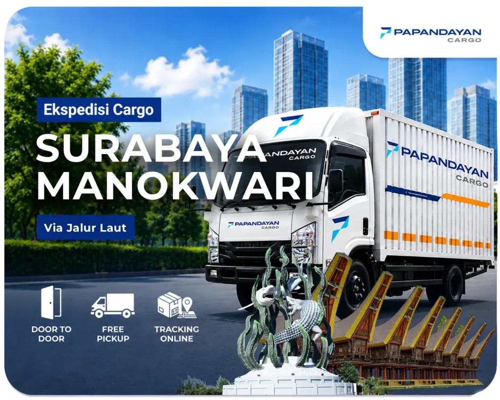 Ekspedisi Surabaya Manokwari via laut melayani barang cargo, kiriman banyak koli, serta kebutuhan distribusi antarpulau dengan penanganan muatan yang rapi.