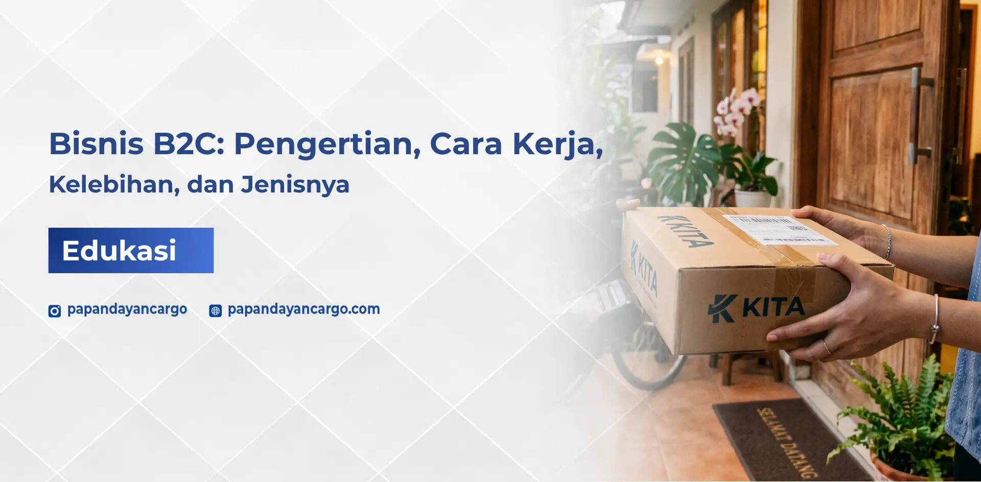 Ilustrasi pengiriman paket ke konsumen sebagai contoh bisnis B2C dalam distribusi barang secara langsung ke pelanggan akhir.