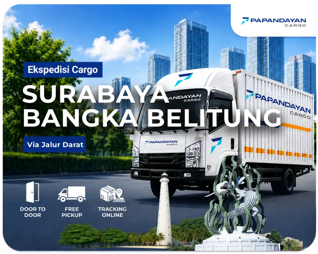 Ekspedisi Surabaya Bangka Belitung via darat dan laut untuk pengiriman persediaan toko, perlengkapan usaha, dan kebutuhan distribusi lintas pulau.