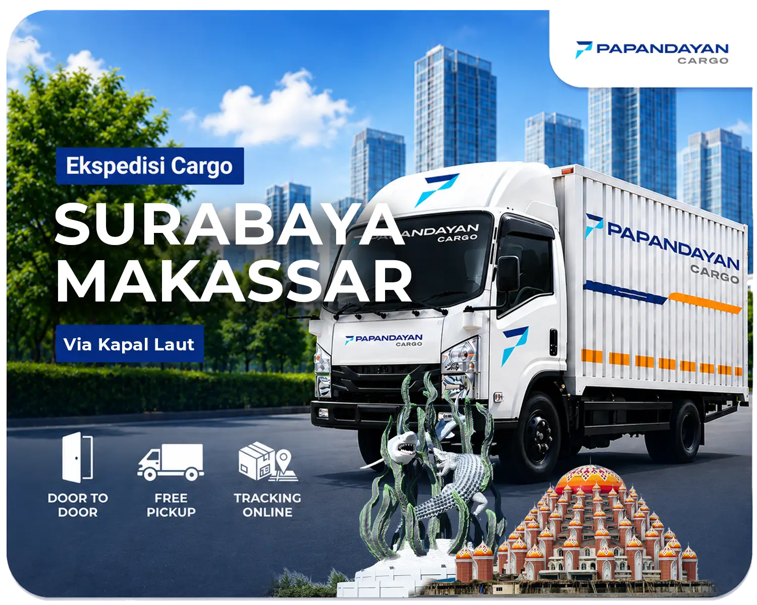 Layanan ekspedisi Surabaya Makassar via laut untuk kirim barang bisnis dengan proses terjadwal, free pick up, dan door to door.