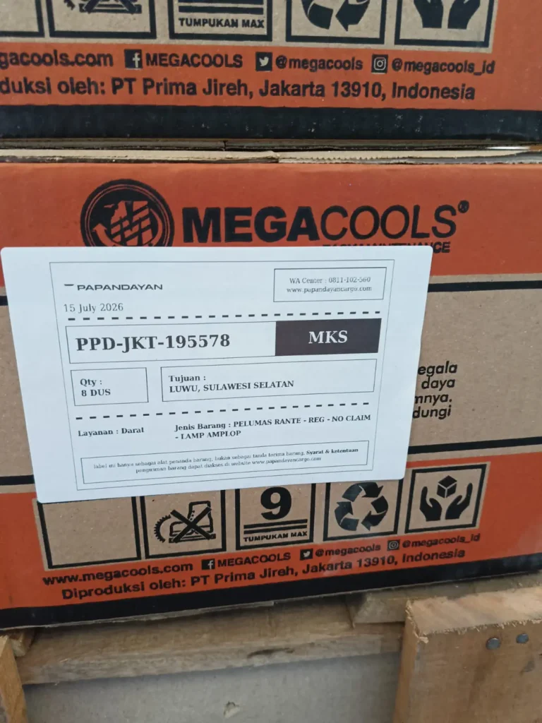 Labeling Papandayan Cargo digunakan untuk menandai barang kiriman agar proses identifikasi, sortir, dan distribusi ke tujuan lebih rapi dan mudah dipantau.