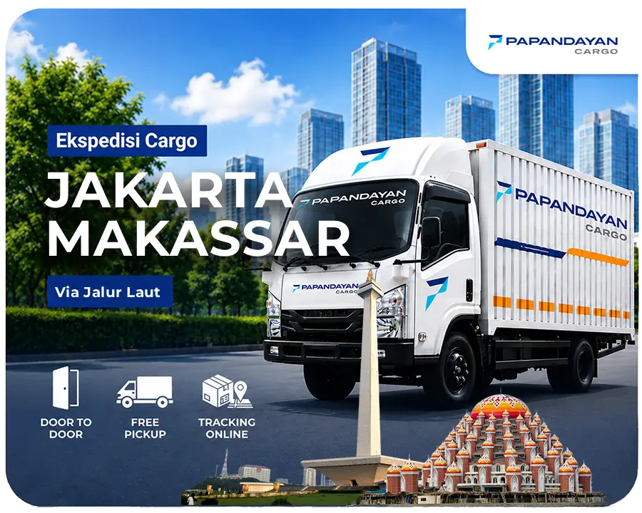 Layanan Ekspedisi Jakarta Makassar via laut dengan layanan free pick up dan door-to-door terjadwal untuk distribusi bisnis.