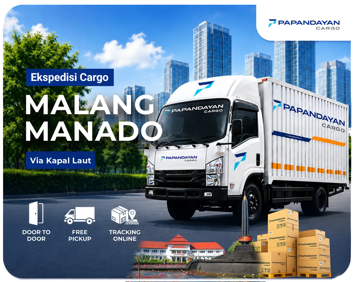 Ekspedisi Malang Manado via laut mengangkut barang cargo, kiriman banyak koli, dan kebutuhan distribusi antarpulau dengan penataan muatan terkoordinasi.