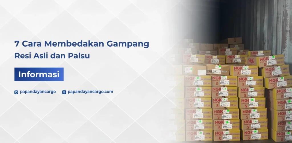 Cara membedakan resi asli dan palsu dengan ilustrasi barang berlabel resi di gudang untuk membantu verifikasi pengiriman