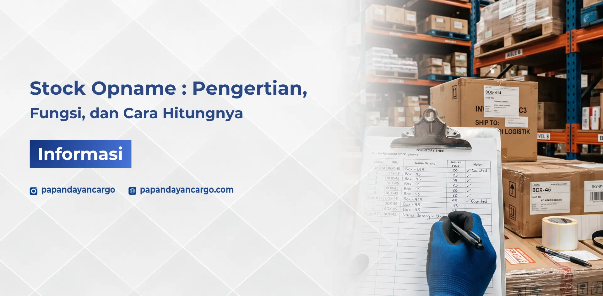 Stock opname adalah proses pengecekan stok barang secara fisik agar data gudang tetap akurat dan mudah dipantau
