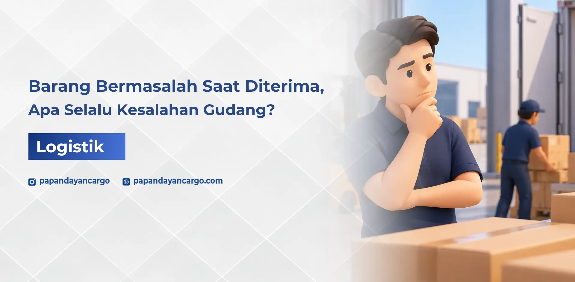 Staf gudang memeriksa kondisi barang dan proses pemuatan ke truk untuk menelusuri penyebab komplain pengiriman.